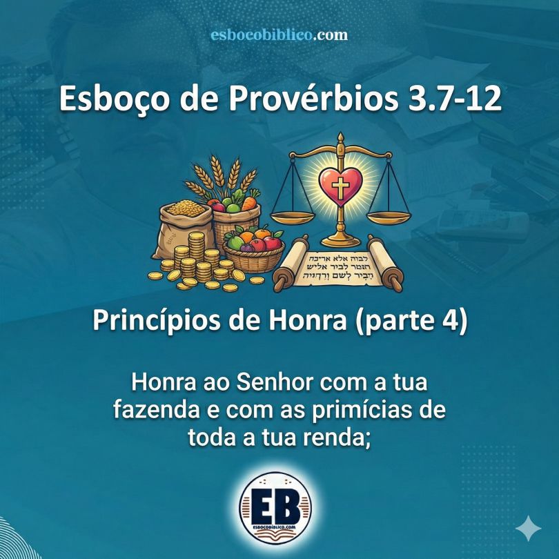 Esboço de Provérbios 3.7-12 → Princípios de Honra (parte 4) esboço de provérbios 3.7 12 princípios de honra (parte 4) honra ao senhor com a tua fazenda e com as primícias de toda a tua renda