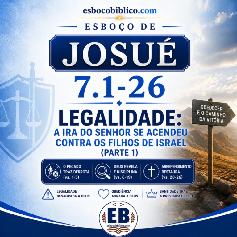 Esboço de Josué 7.1-26 – Legalidade a ira do Senhor se acendeu contra os filhos de Israel [parte 1]